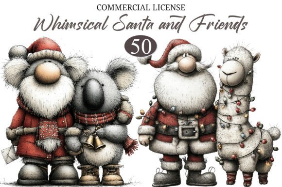 Download Whimsical Santa and Friends Clipart - Santa Collection