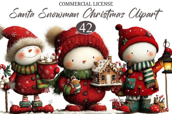 Download Cute Santa Snowman Christmas Clipart - Santa Collection